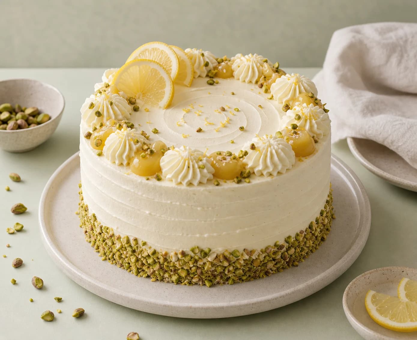 Tarta Limón y Pistacho